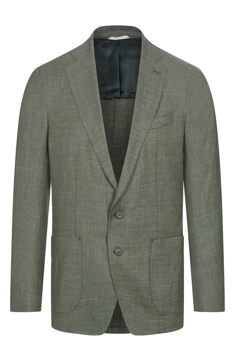 Emanuel Berg Dark Green Slub Wool & Silk Blend Sport Coat, Main, color, 