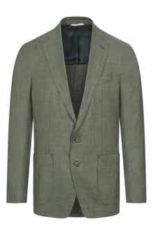 Dark Green Slub Wool & Silk Blend Sport Coat