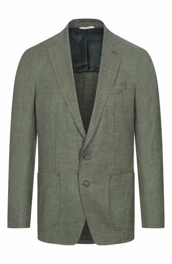 Dark Green Slub Wool & Silk Blend Sport Coat