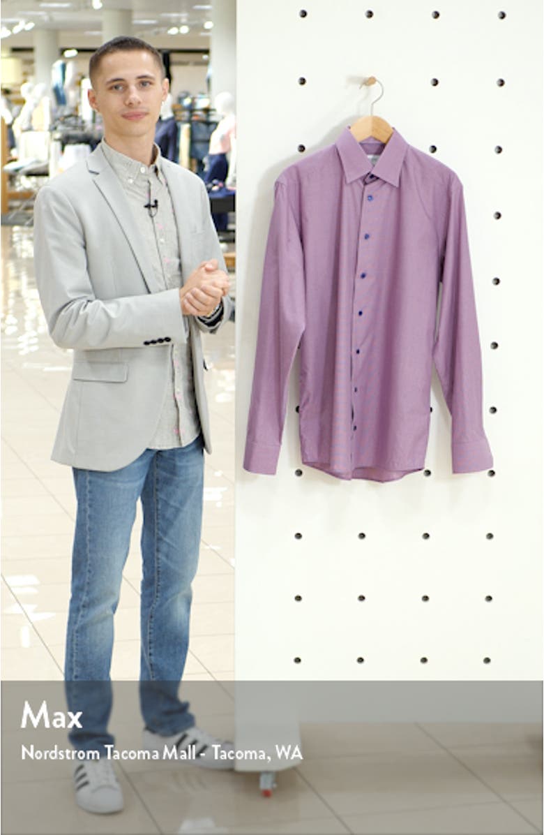 Slim Fit Microcheck Print Dress Shirt, sales video thumbnail