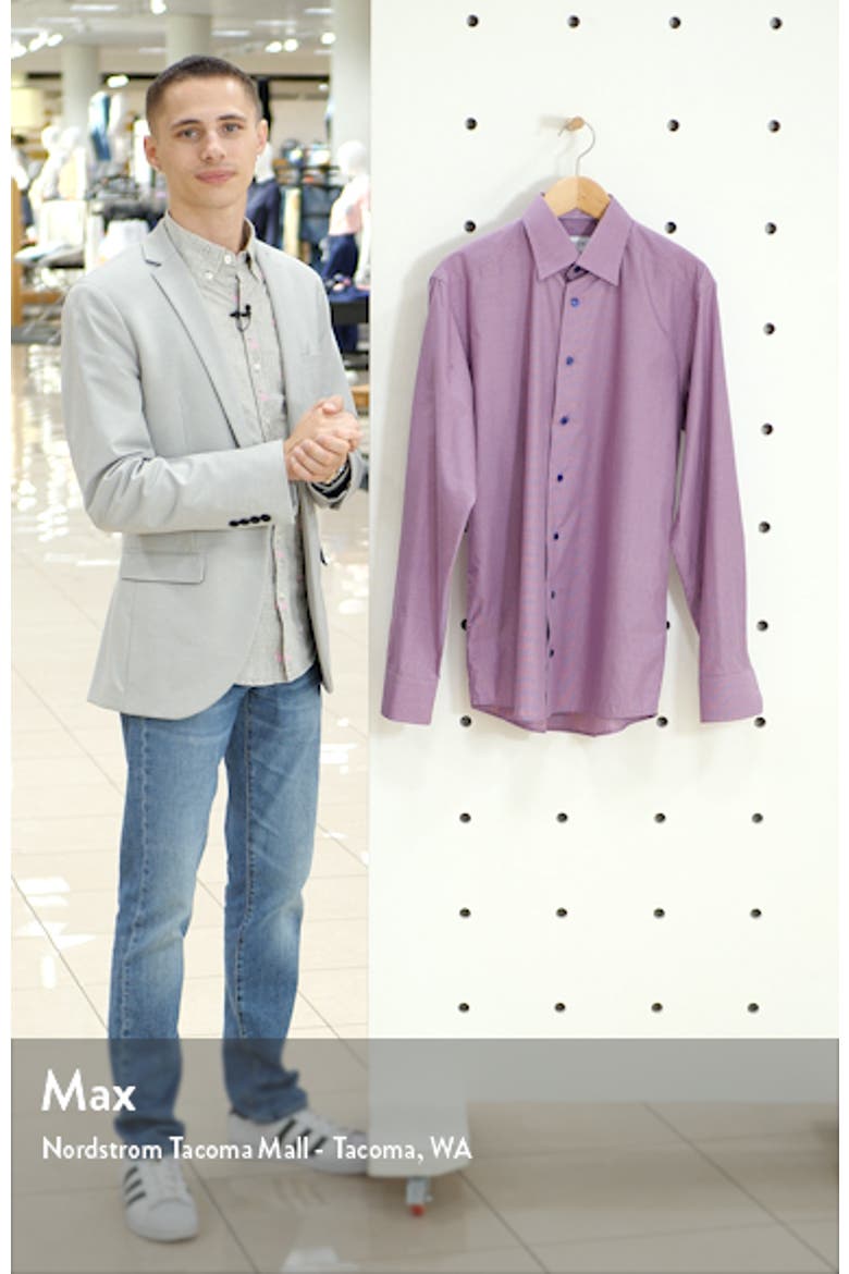 Slim Fit Microcheck Print Dress Shirt video