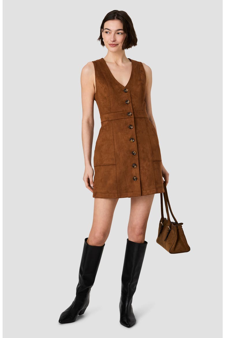 Laney Faux Suede Sleeveless Patch Pocket Minidress, Alternate, color, TAN