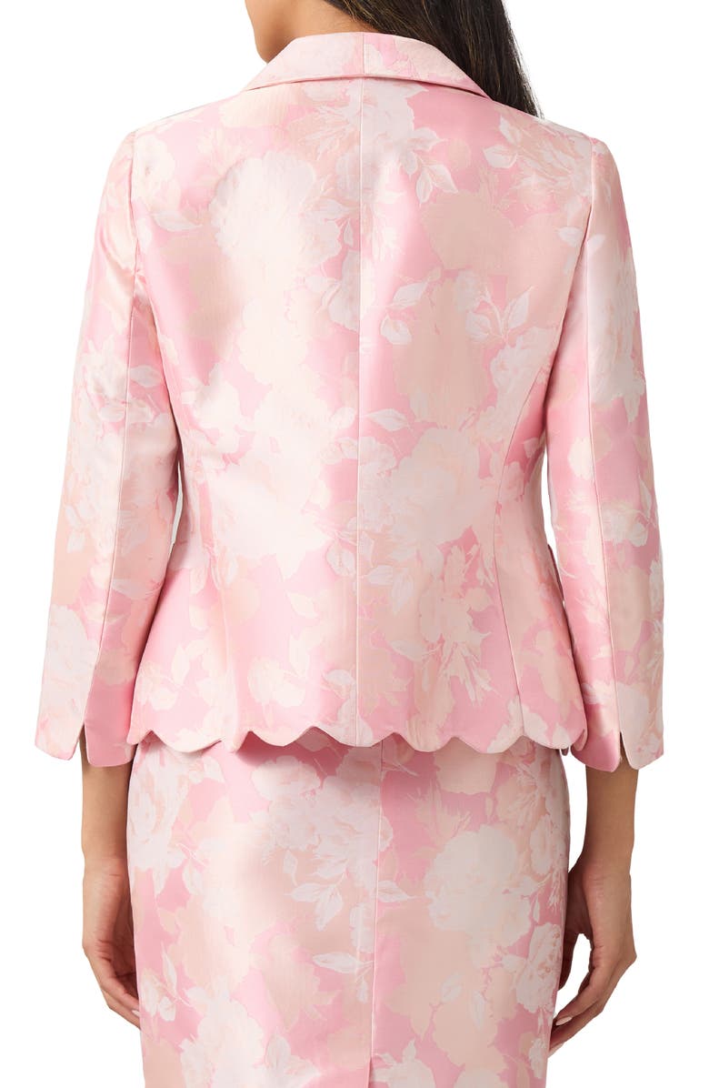 KASPER Floral Jacquard Shawl Collar Scalloped Blazer, Alternate, color, 