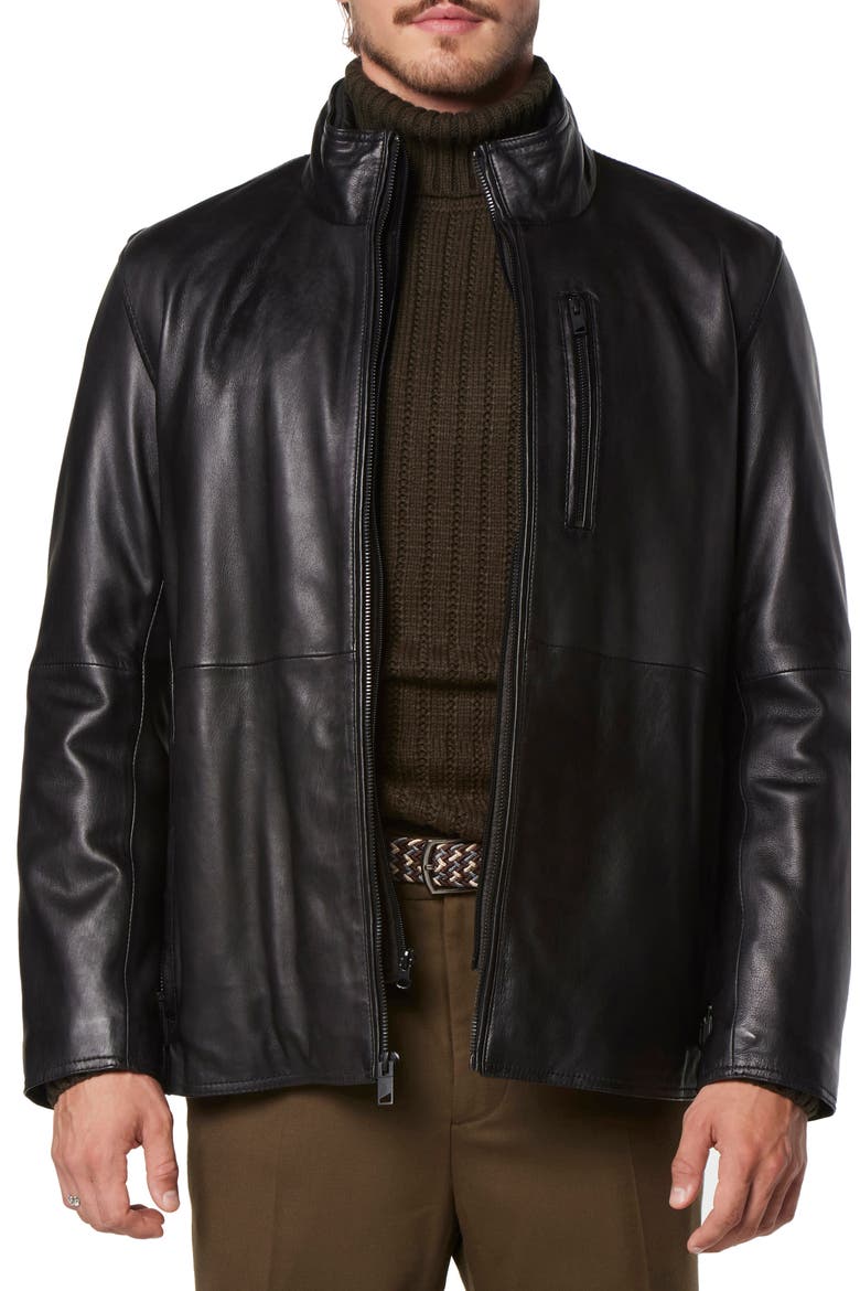 Wollman Leather Jacket, Main, color, BLACK