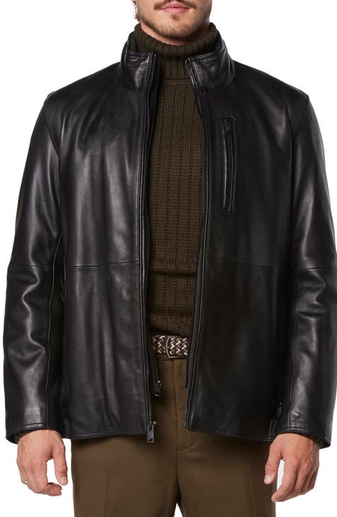 Mens AG Adriano Goldschmied deals large brown leather jacket