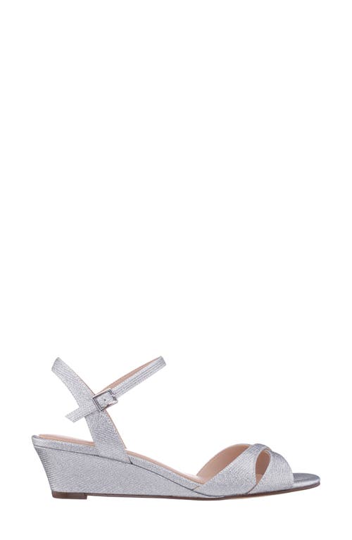 Nina Flora Ankle Strap Wedge Sandal In Silver