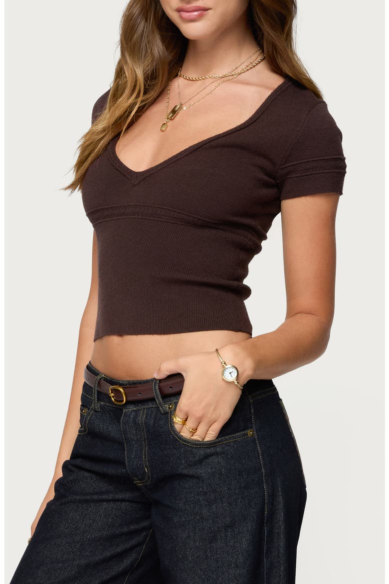 Theresa V-Neck Knit Top, Alternate, color, BROWN