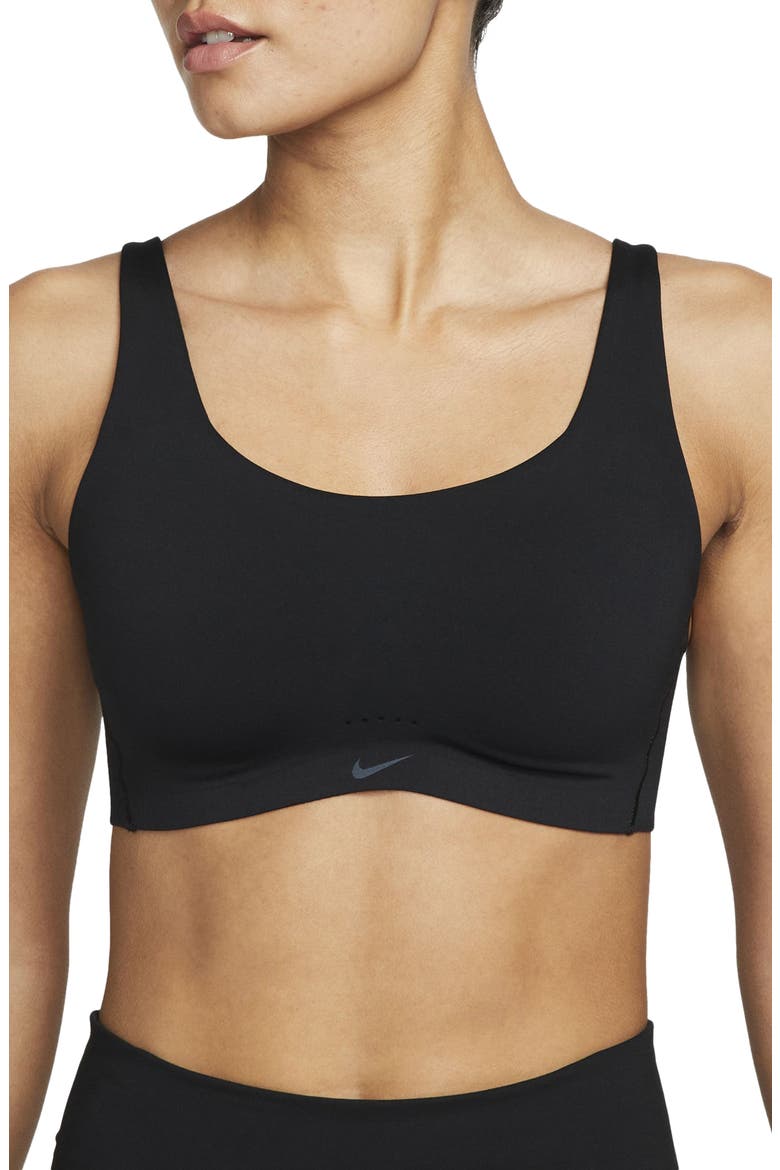 Alate Dri-FIT Sports Bra, Main, color, BLACK/ BLACK/ DARK SMOKE GREY