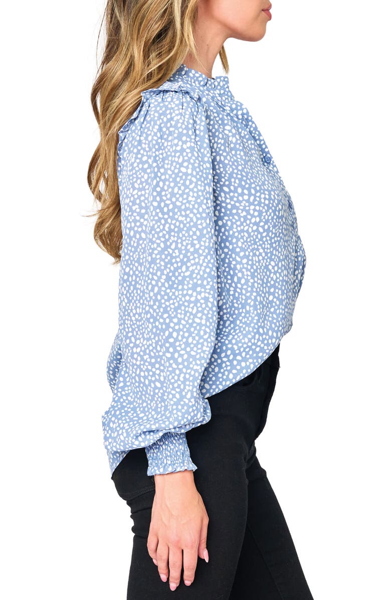 GIBSONLOOK Dot Print Woven Top, Alternate, color, Denim Dot