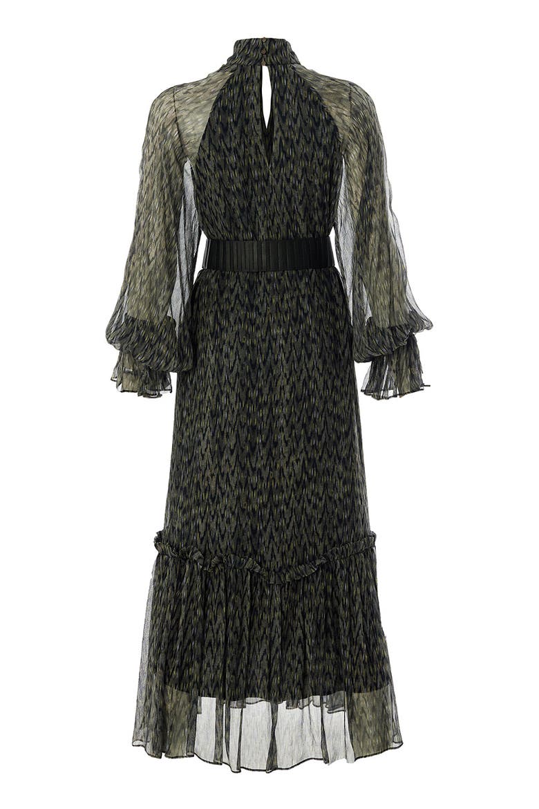 Zora Chiffon Midi Dress, Alternate, color, Black