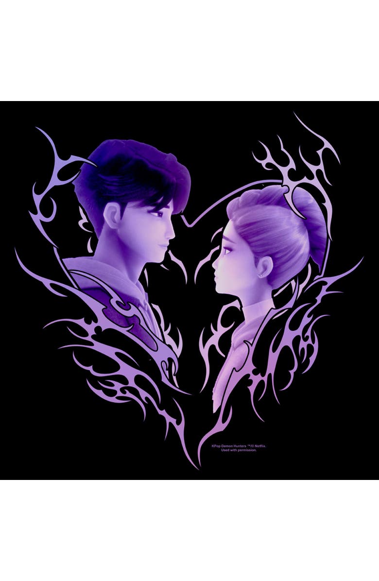 KPop Demon Hunters Men's KPop Demon Hunters Jinu and Rumi Love Sweatshirt, Alternate, color, Black