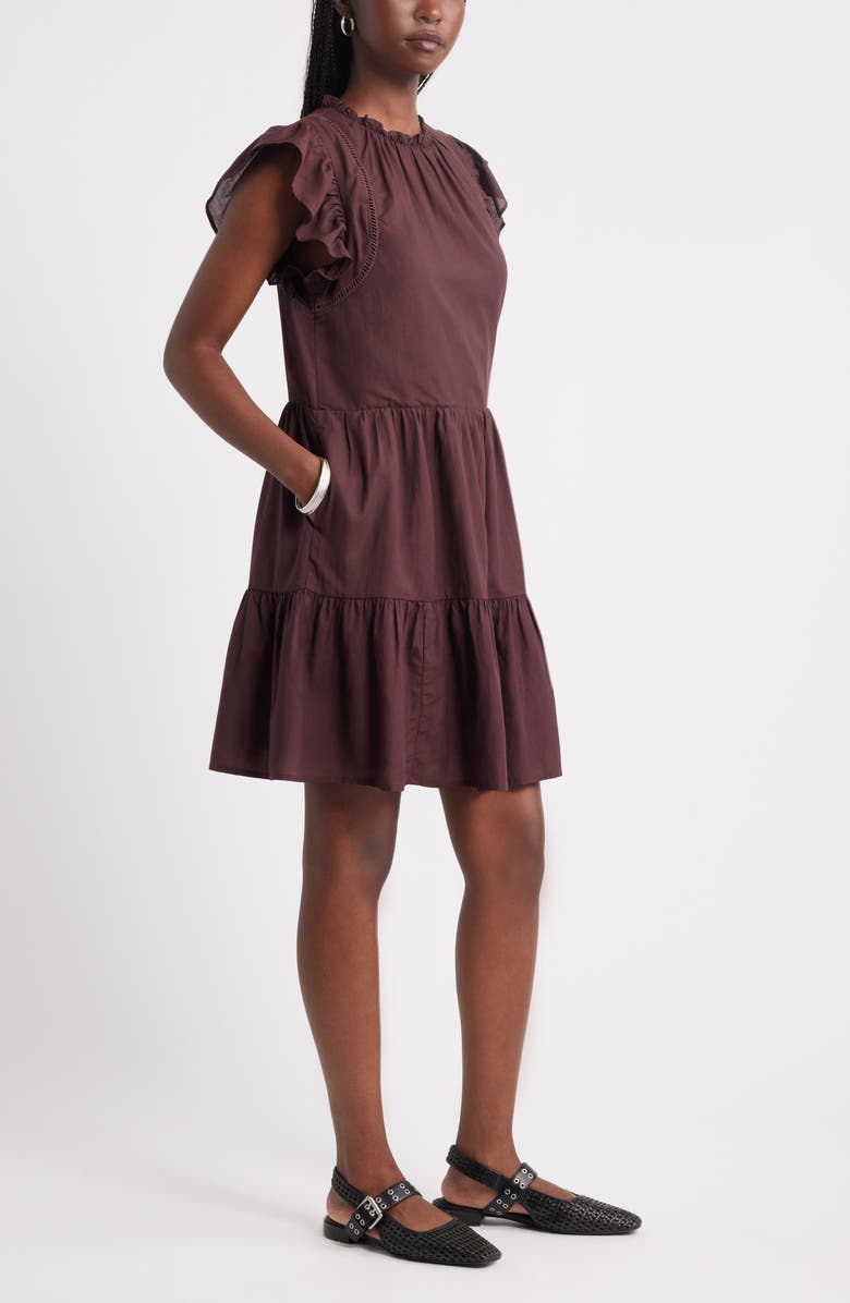 Treasure & Bond Tiered High Neck Shift Minidress, Alternate, color, Burgundy Fudge