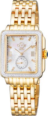 GV2 Women's Bari Mother of Pearl Diamond Bracelet Watch, 34mm x 30mm