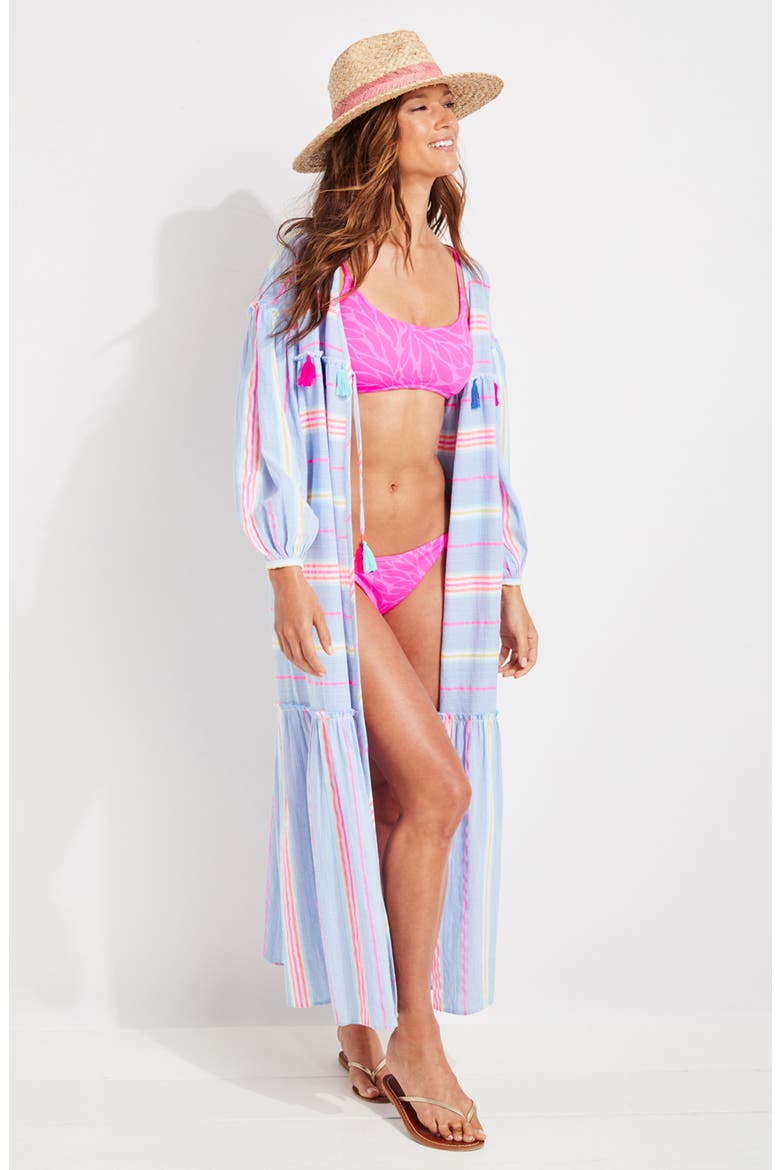 Beachy Stripe Cover-Up Caftan, Alternate, color, BREAKER BLUE