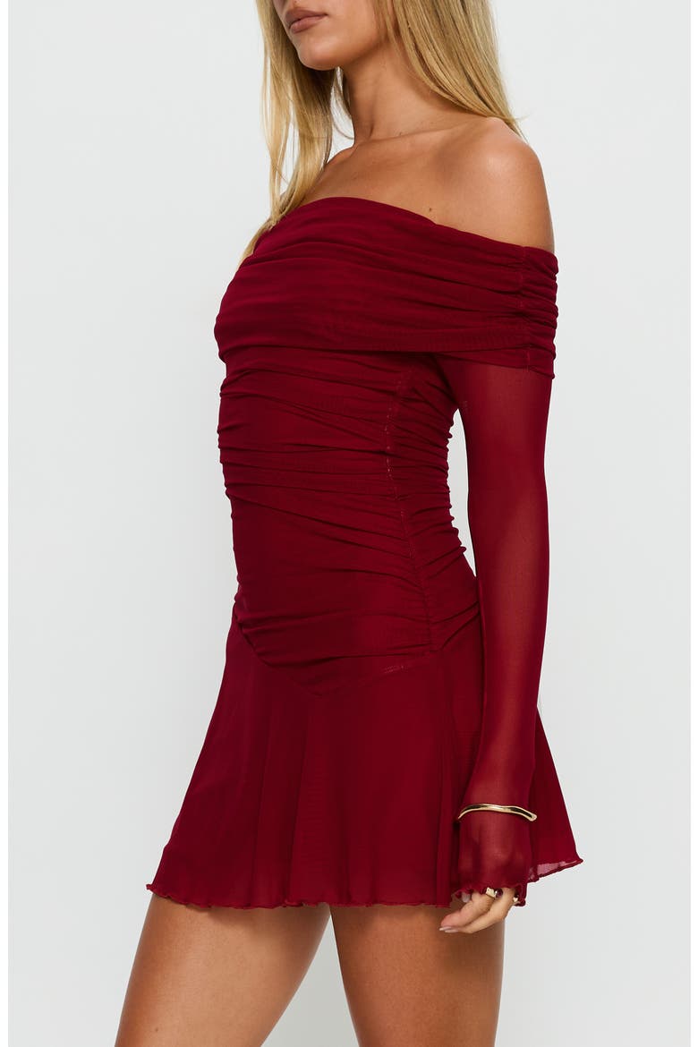 Koki Long Sleeve Off the Shoulder Minidress, Alternate, color, RED