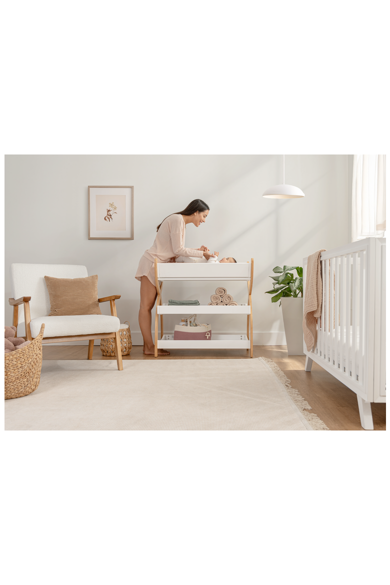 Baby Changing Table, Alternate, color, White With Natural Wood Legs