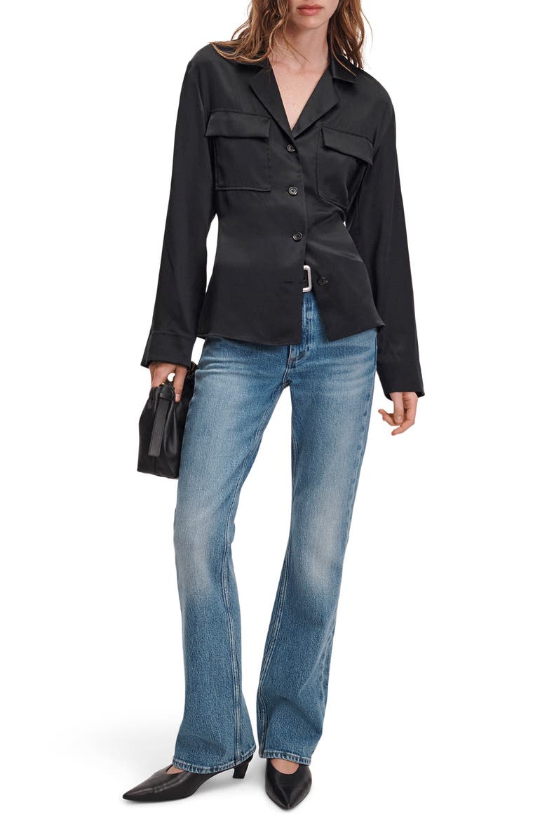 Sonny Silk Shirt, Alternate, color, BLACK