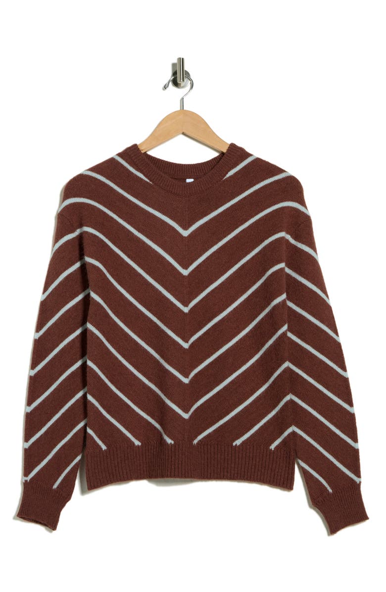 WISHLIST Chevron Knit Pullover Sweater, Alternate, color, Brick/ Grey