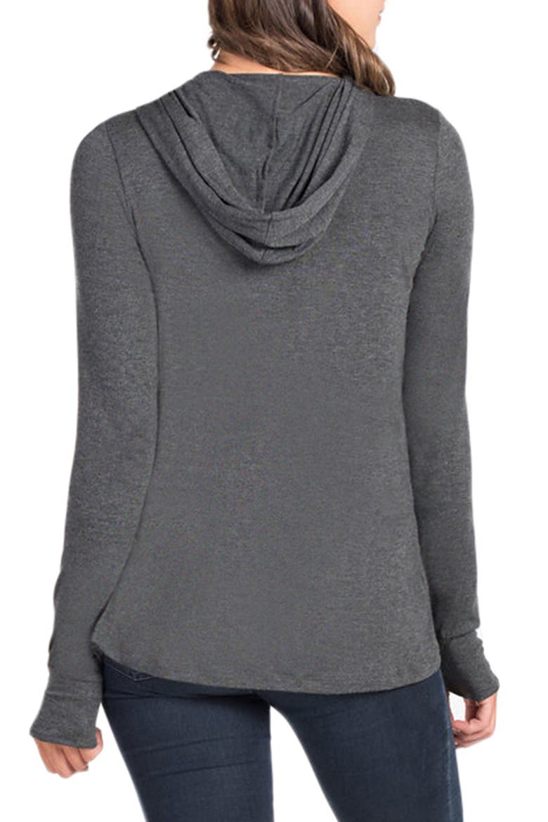 Hooded Maternity/Nursing Tunic, Alternate, color, CHARCOAL GREY
