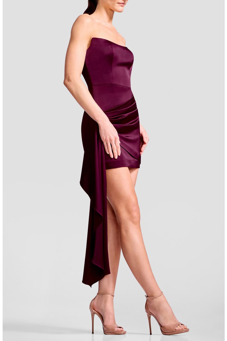 Elodie Ruched Side Drape Strapless Minidress, Alternate, color, DARK CHERRY