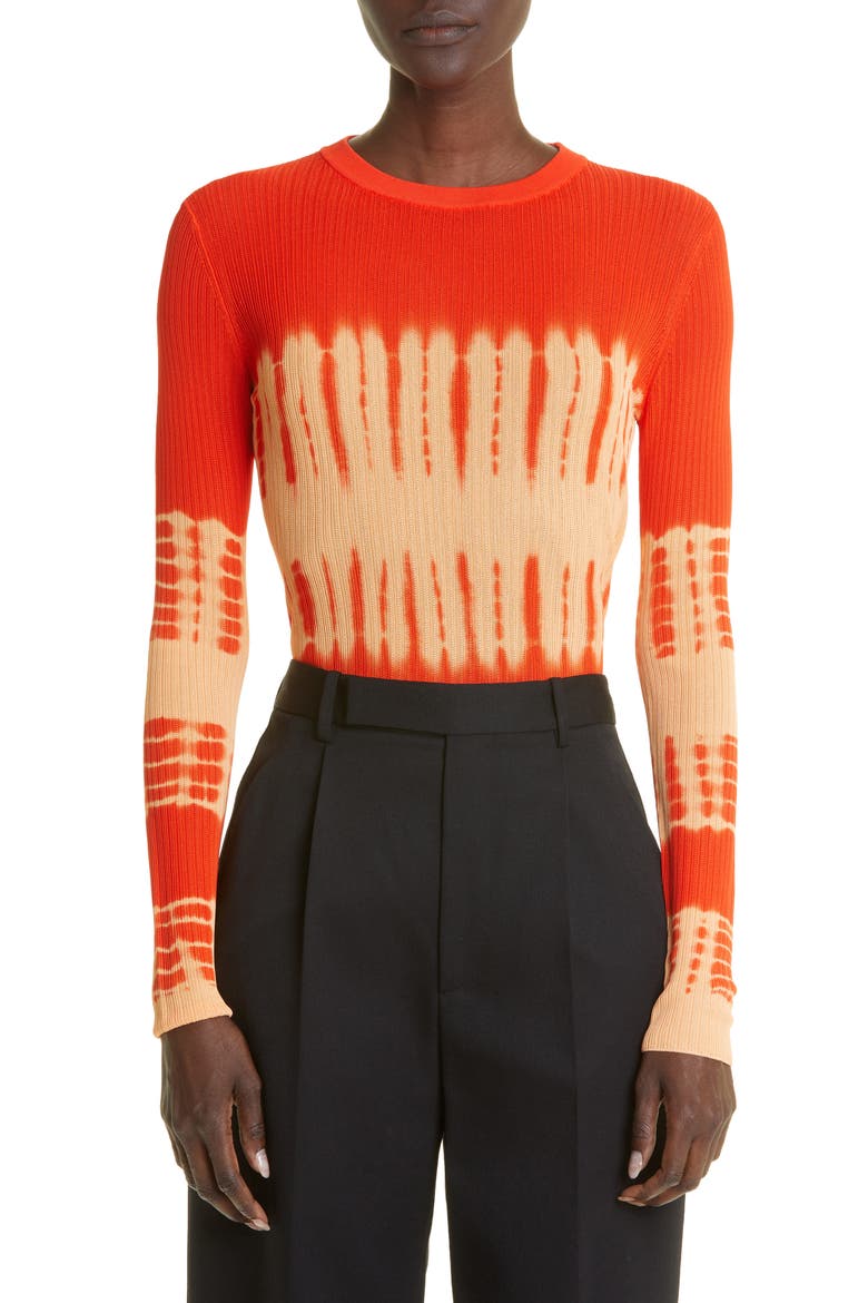 Tie Dye Crewneck Rib Sweater, Main, color, ORANGE MULTI
