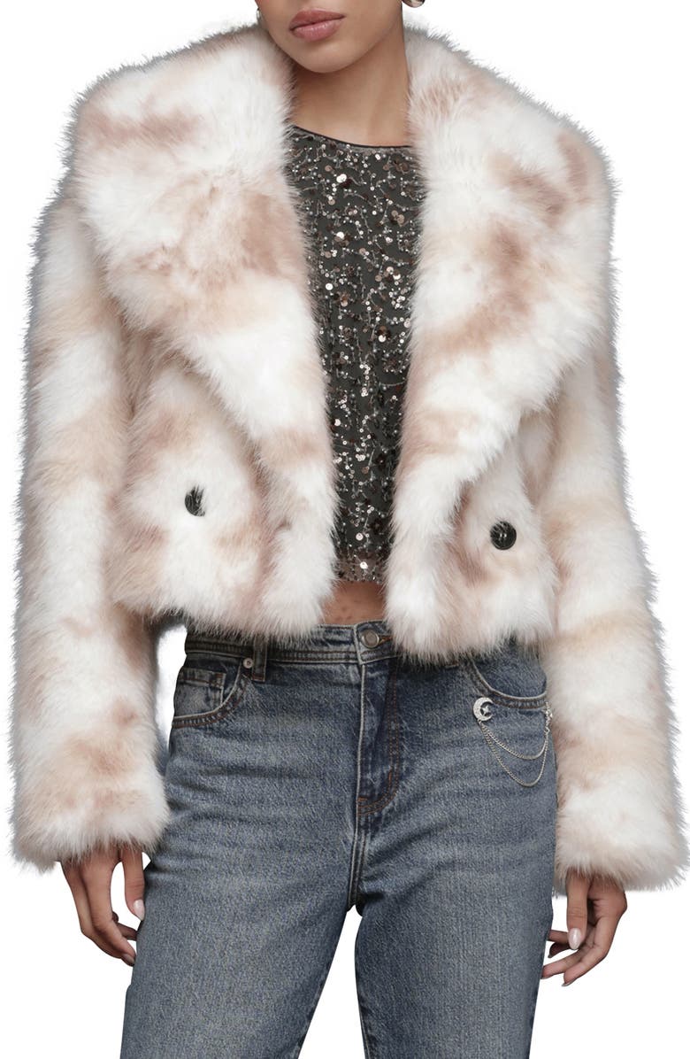 Avec Les Filles Stripe Faux Fur Crop Jacket, Main, color, Cream-Tan