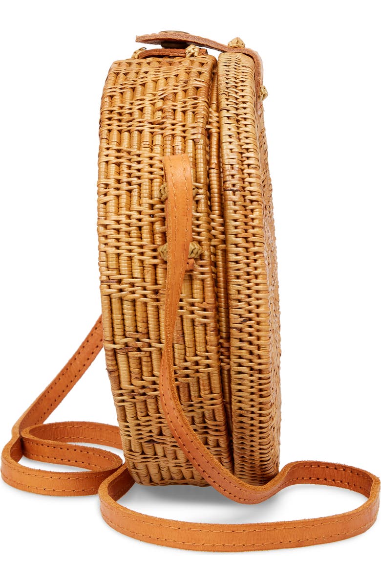 Street Level Woven Rattan Circle Basket Crossbody, Alternate, color,