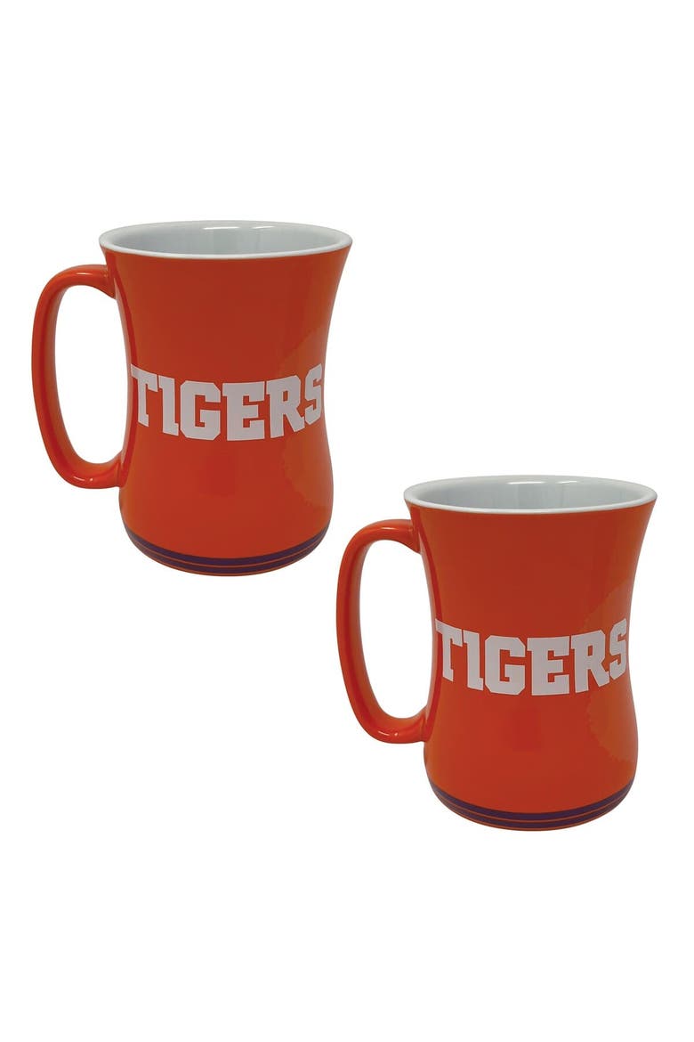 Clemson Tigers 16oz. Sculpted Barista Mug Two-Pack, Alternate, color, White