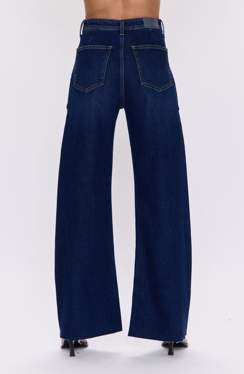 Pistola Penny High Waist Raw Hem Wide Leg Utility Jeans In Blue