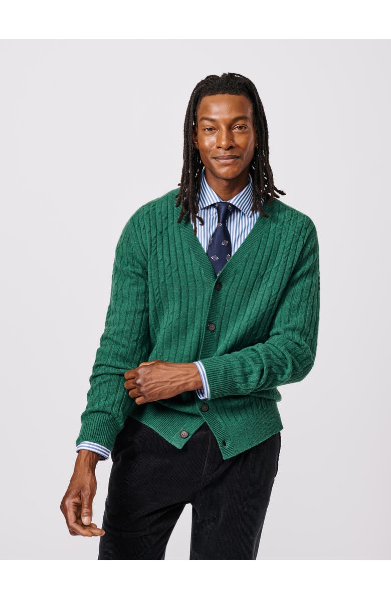 Aubin Leonard Wool Cable Sweater Cardigan, Main, color, Green
