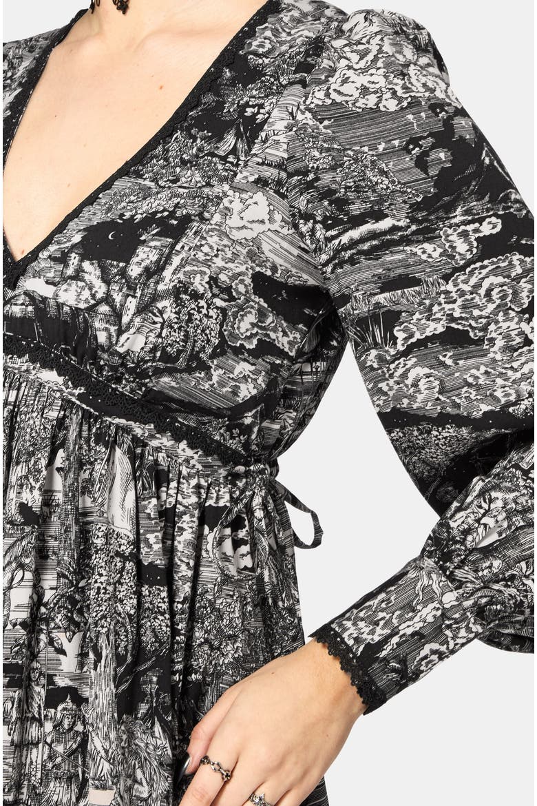 Nara Boudicca Printed Mini Dress, Alternate, color, Black