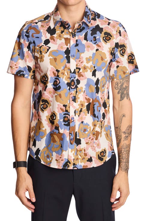 Sawyer Trim Fit Floral Short Sleeve Button-Up Shirt