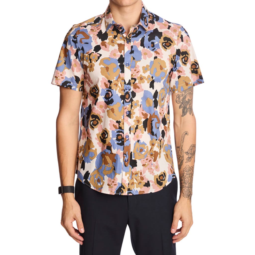 Paisley & Gray Sawyer Trim Fit Floral Short Sleeve Button-up Shirt