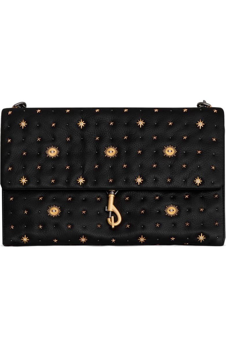 Rebecca Minkoff Edie Large Evil Eye Shoulder Bag, Main, color, Black