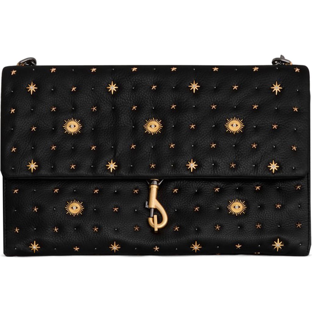 Rebecca Minkoff Edie Large Evil Eye Shoulder Bag In Black