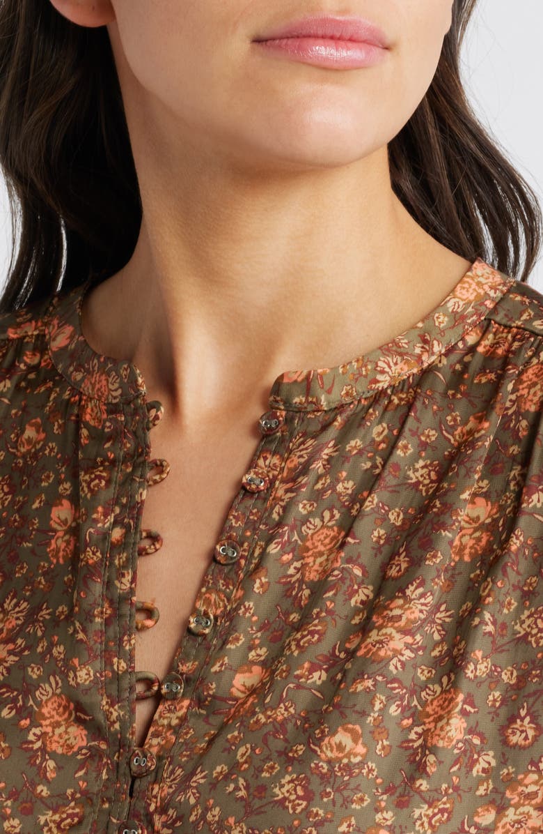 Treasure & Bond Drapey Long Sleeve Top, Alternate, color, Olive- Brown George Floral