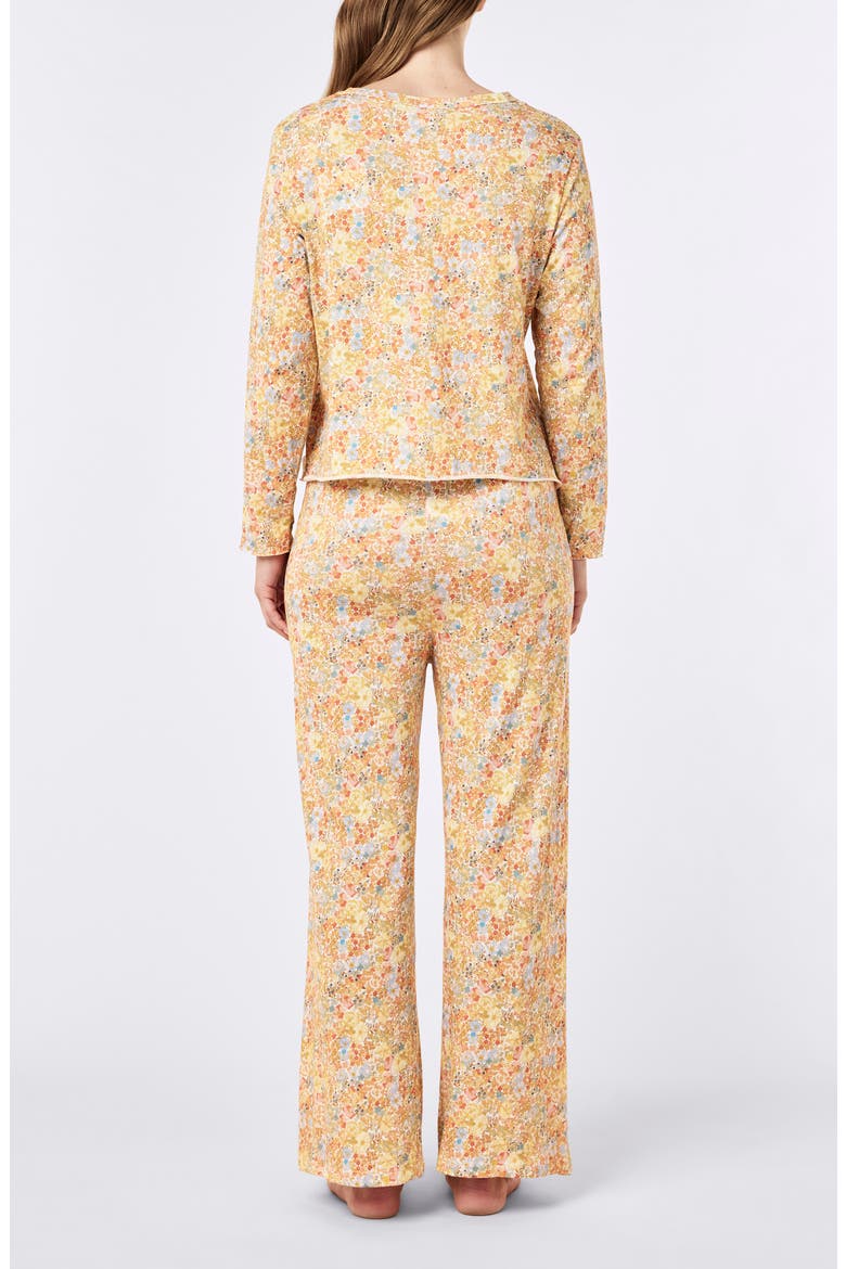 Carly Floral Print Organic Cotton Pajamas, Alternate, color, HONEY YELLOW
