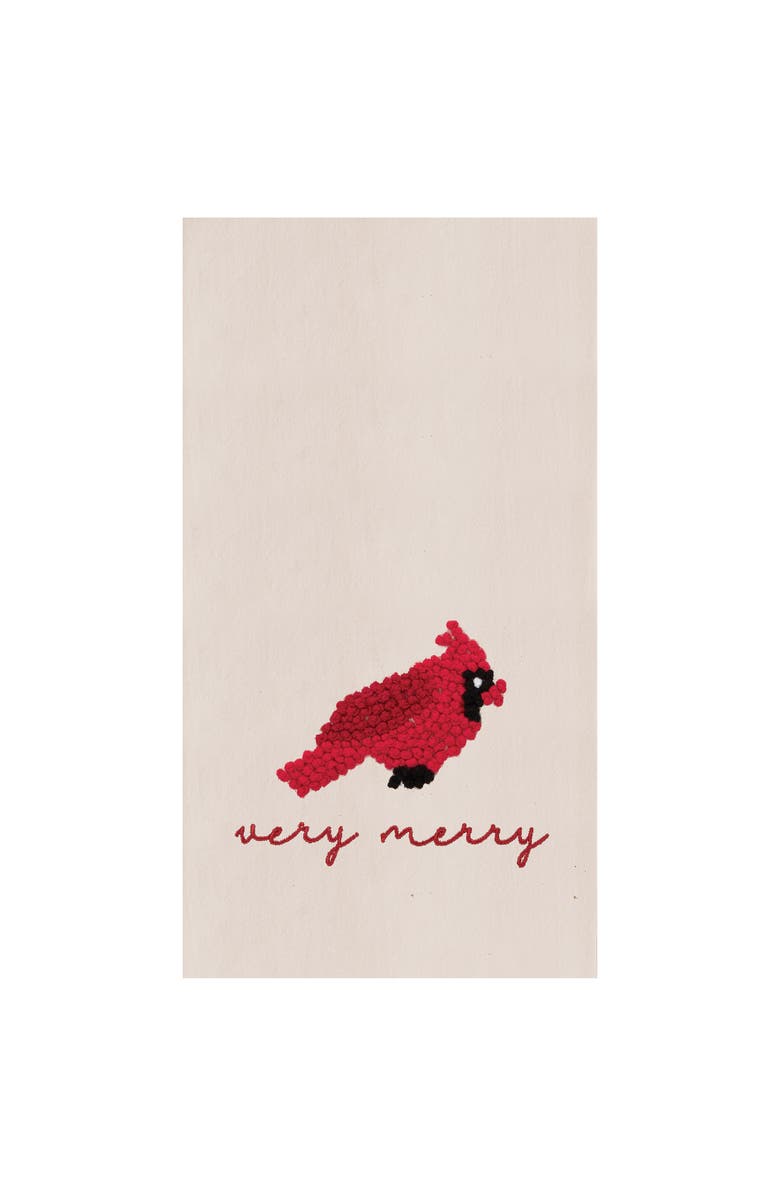 C&F Home Very Merry Cardinal Embroidered Flour Sack Cotton Kitchen Towel, Main, color, White