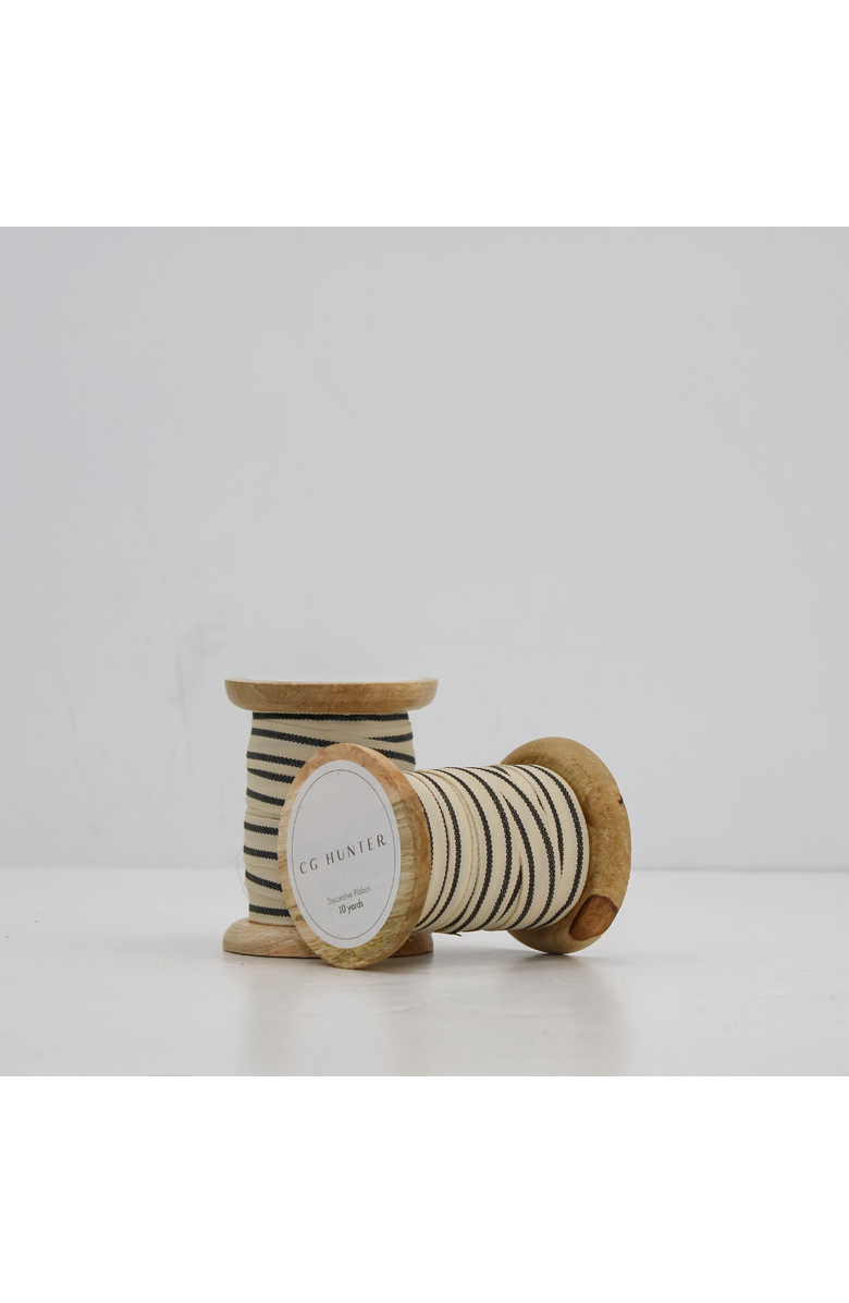 CG Hunter Ribbon in Cream and Black, Alternate, color, Black And Cream