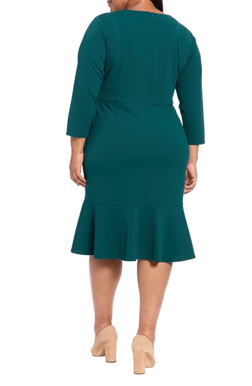 London Times Twist Front Flounce Hem Midi Dress In Blue
