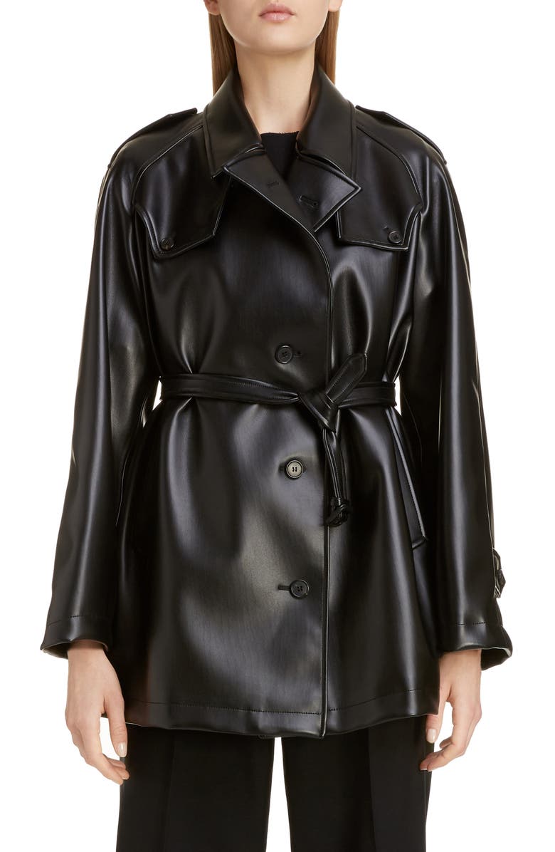 Maison Margiela Short Faux Leather Trench Coat, Main, color,