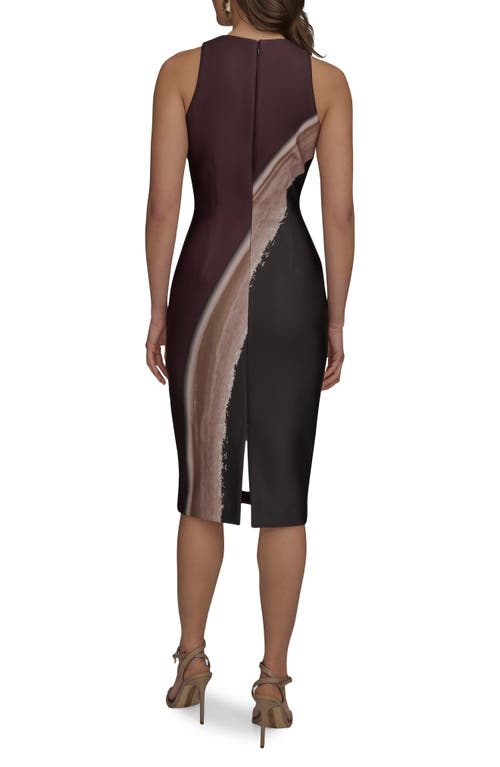 Donna Karan New York Placed Print Sleeveless Sheath Dress In Brown
