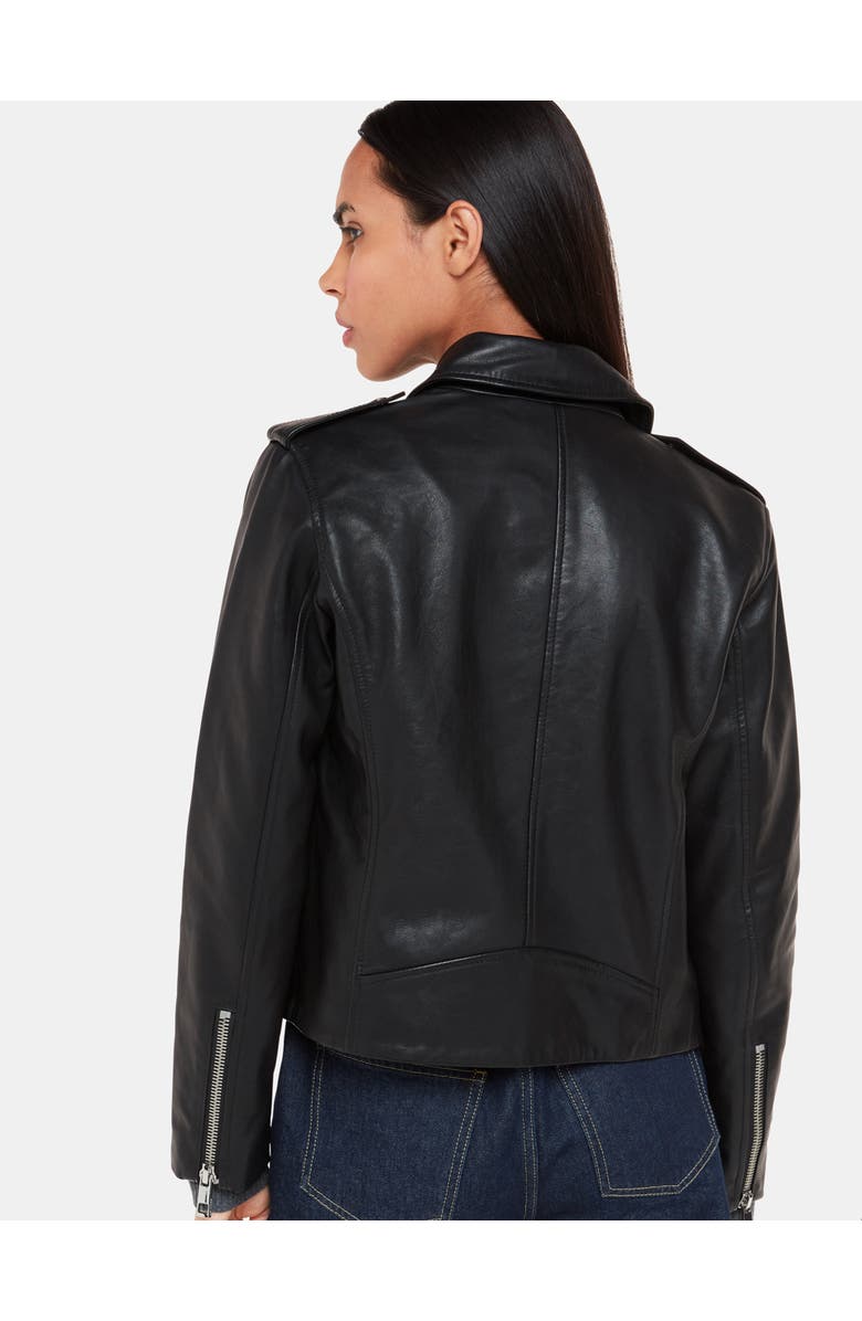 Whistles Agnes Pocket Leather Jacket, Alternate, color, Black