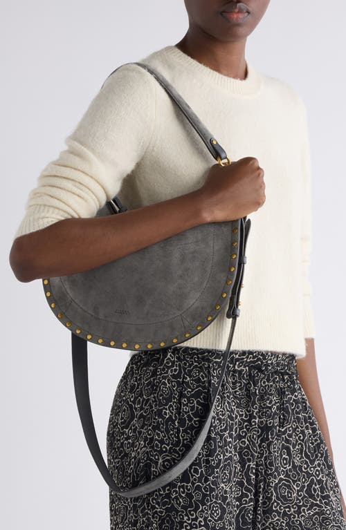 Isabel Marant Oskan Soft Suede Zipped Shoulder Bag In Gray