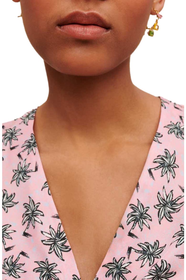 Lalita Ruched Tie Crop Top, Alternate, color, IMPRIME PALMIER ROSE