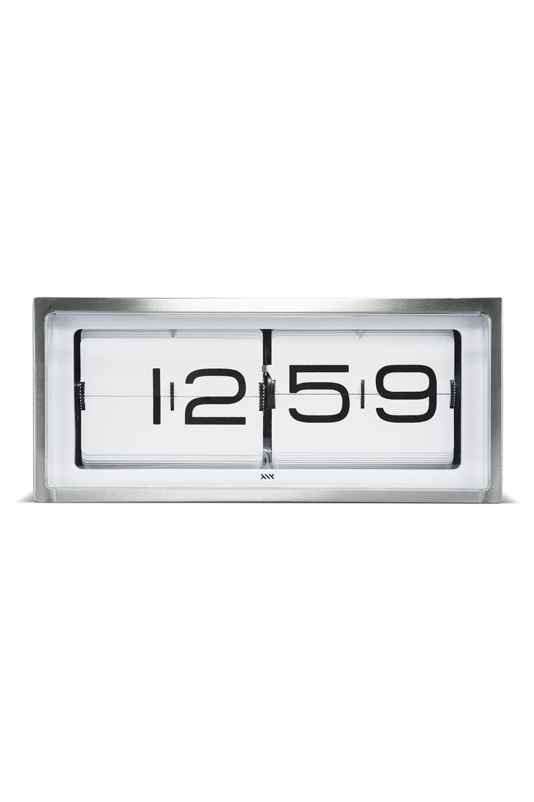 Brick Desk Clock, Main, color, STAINLESS STEEL/ WHITE