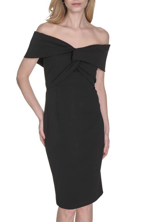 Vince Camuto Off The Shoulder Scuba Crepe Cocktail Midi Dress In Black