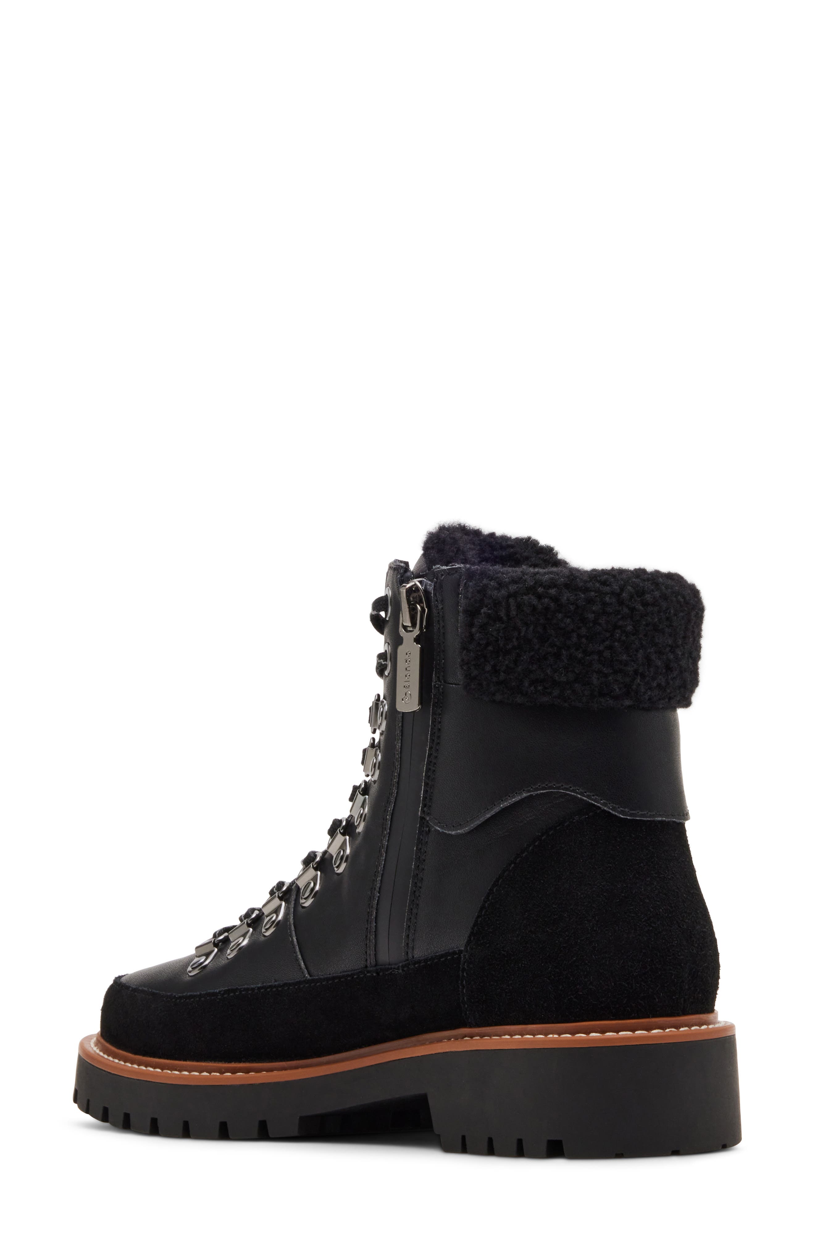 Blondo Natasia Faux Shearling Cuff Waterproof Boot, Alternate, color, Black Leather/ Fabric