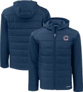 Cutter & Buck Men's Cutter & Buck  Navy Chicago Cubs Stars & Stripes Big & Tall Evoke Hybrid Eco Softshell Recycled Full-Zip Hoodie Jacket