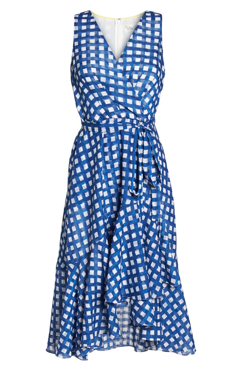 Eliza J Ruffle Hem High/Low Faux Wrap Dress, Alternate, color,